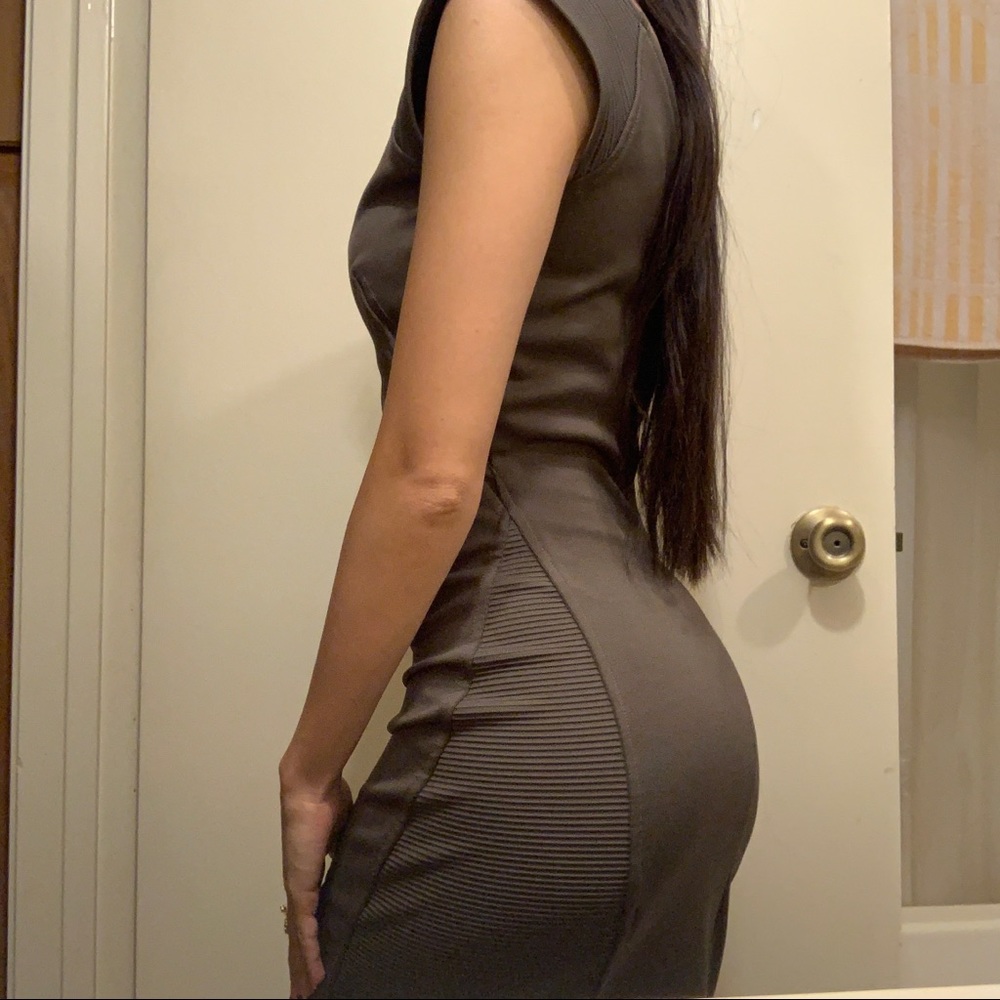 Coffee brown semi-formal bodycon dress